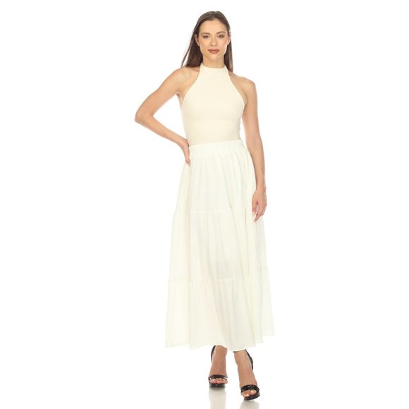 Women's Pleated Tiered Maxi Skirt - Picture 1 of 5